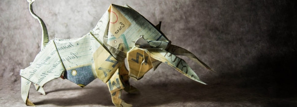 Toro hecho en origami